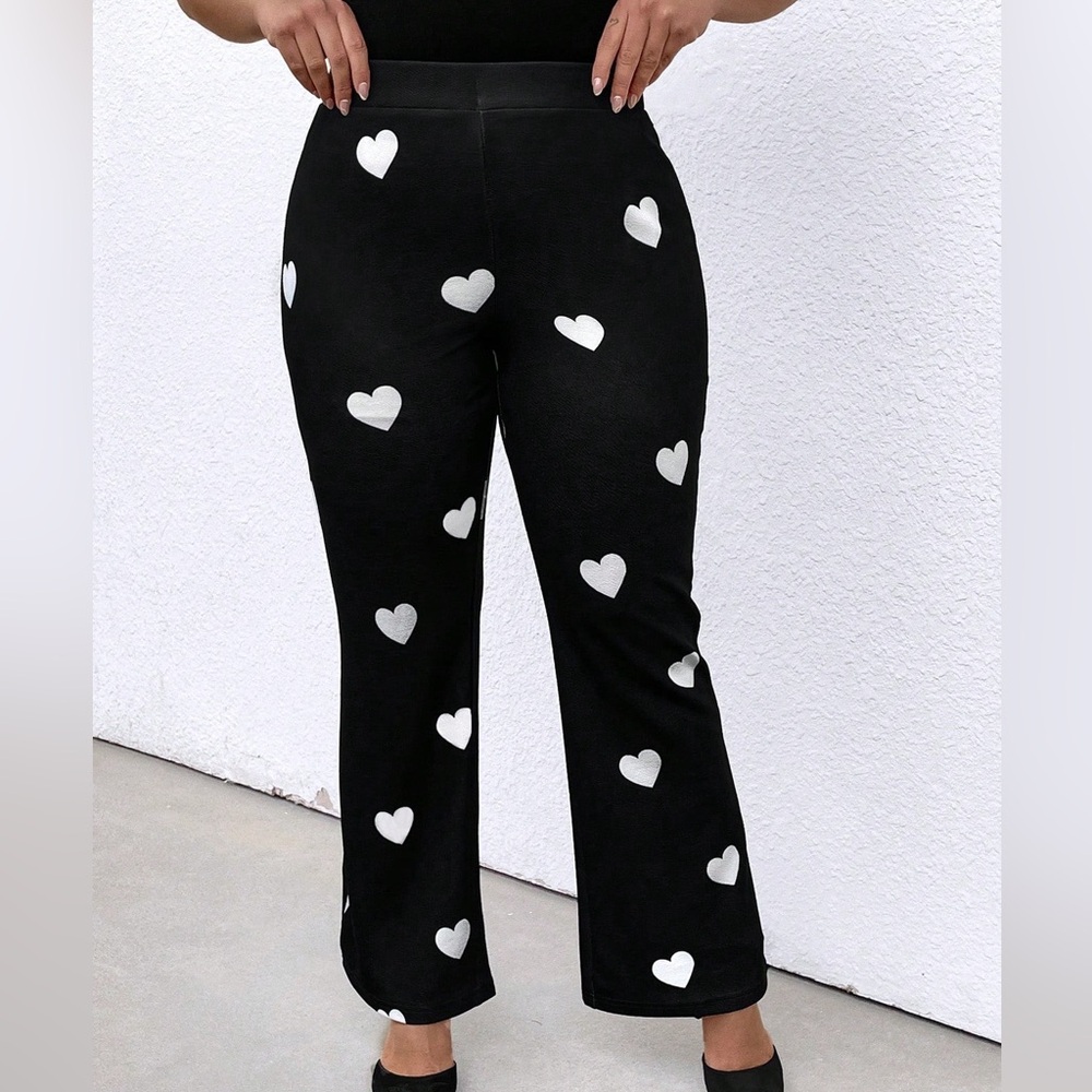 Heart Print Black Pants